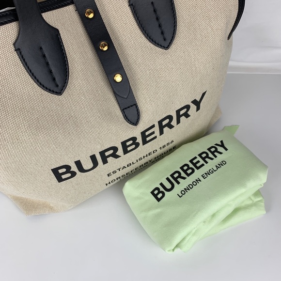 New Burberry Soft Cotton & Leather Belt Bag - Picture 5 of 8